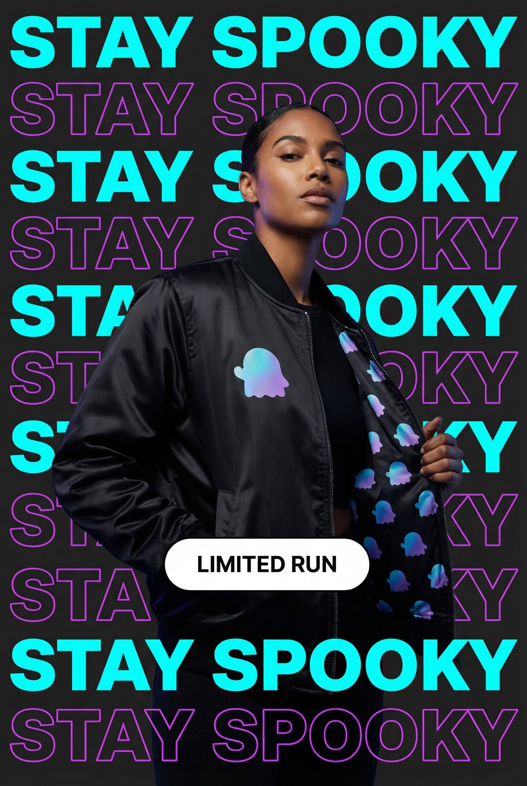 Opal Gradient Ghost Satin Bomber